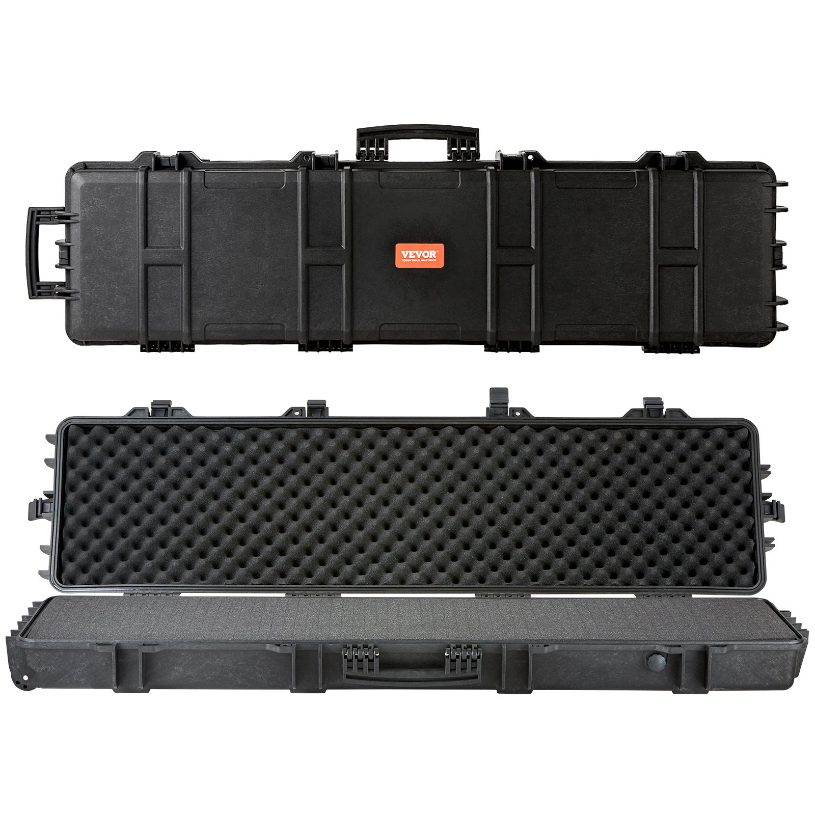 VEVOR tactical range case with foam interior for secure storage, black case with handles and latches.