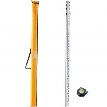 VEVOR Aluminum Grade Rod, 14-Feet/10ths 6 Sections Telescopic Measuring Rod,Double-Sided Scale 1/10 ft Leveling Rod Stick,Aluminum Alloy Survey Rod w/ Bubble Level&Carrying Bag for Houses,Walls,Floors
