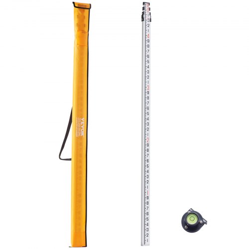 VEVOR Measuring Rod 16-Feet/10ths 4 Sections Telescopic Grade Rod 1/10ft w/ Bag