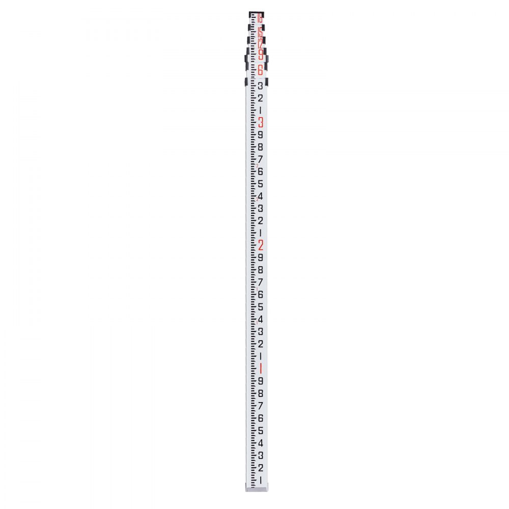 VEVOR Aluminum Grade Rod, 18-Feet/10ths 6 Sections Telescopic Measuring Rod,Double-Sided Scale 1/10ft Leveling Rod Stick,Aluminum Alloy Survey Rod w/ Bubble Level &Carrying Bag for Houses,Walls,Floors