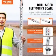 VEVOR Measuring Rod 18-Feet/10ths 6 Sections Telescopic Grade Rod 1/10ft w/ Bag