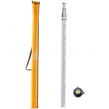 VEVOR Measuring Rod 20-Feet/10ths 6 Sections Telescopic Grade Rod 1/10ft w/ Bag