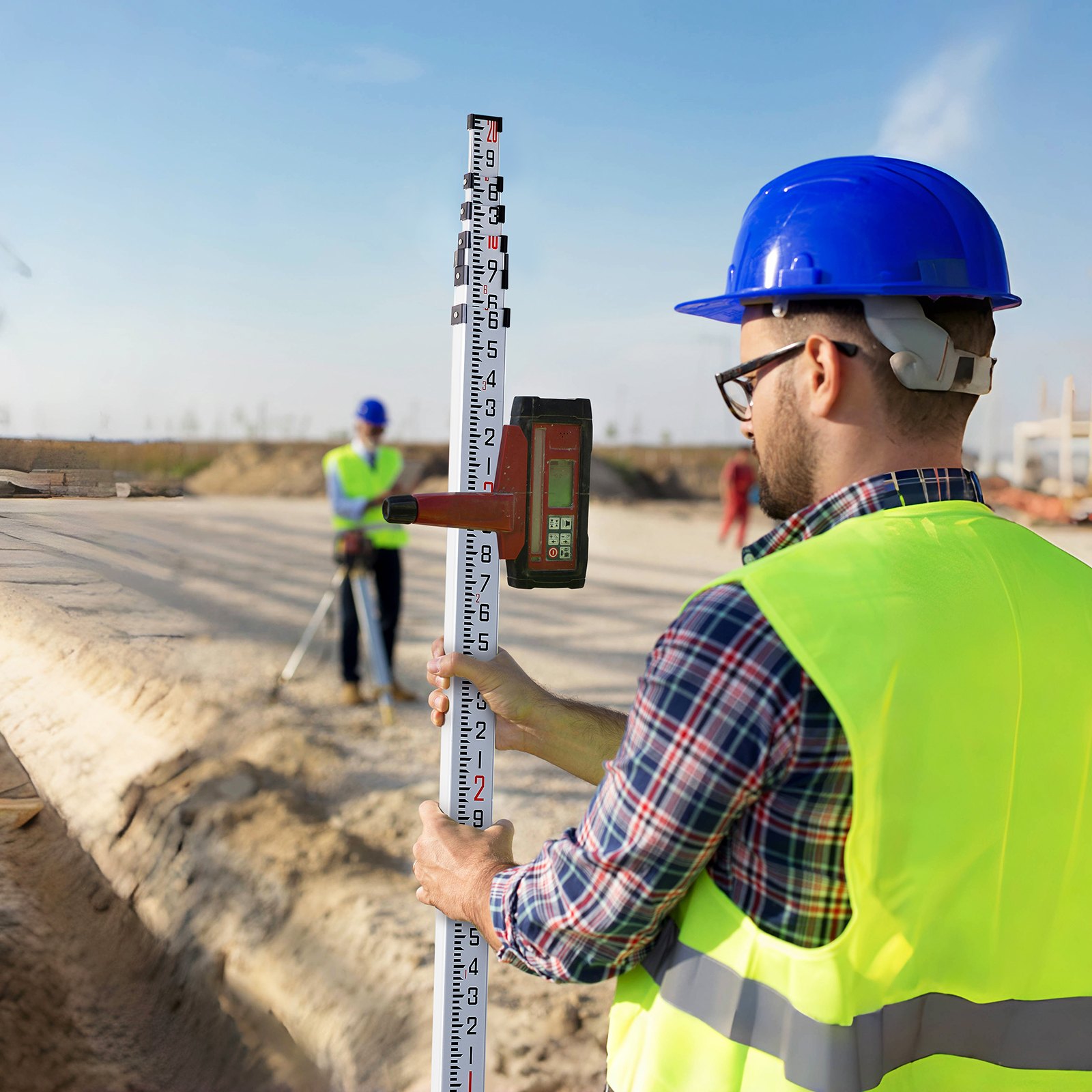 VEVOR Aluminum Grade Rod, 20-Feet/10ths 6 Sections Telescopic Measuring Rod,Double-Sided Scale 1/10ft Leveling Rod Stick, Aluminum Alloy Survey Rod w/ Bubble Level &Carrying Bag for Houses,Walls,Floor