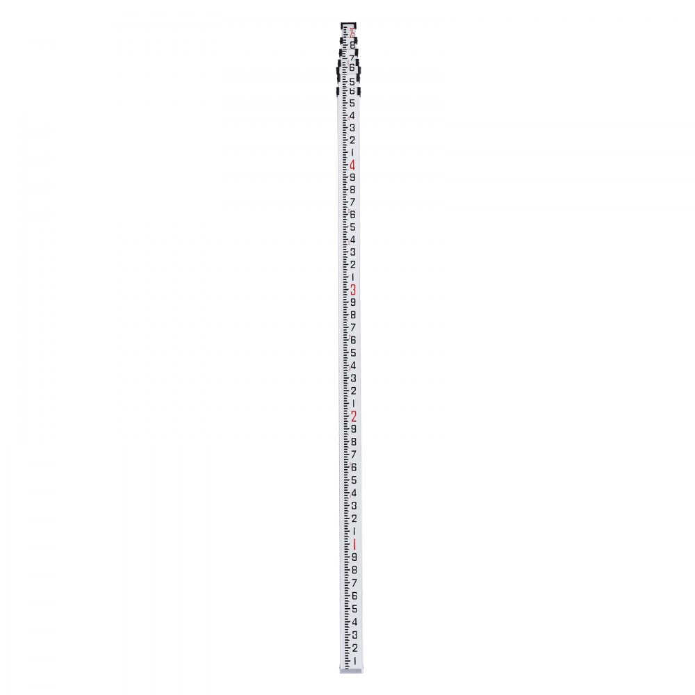 VEVOR Aluminum Grade Rod, 25-Feet/10ths 6 Sections Telescopic Measuring Rod,Double-Sided Scale 1/10ft Leveling Rod Stick,Aluminum Alloy Survey Rod w/ Bubble Level &Carrying Bag for Houses,Walls,Floors