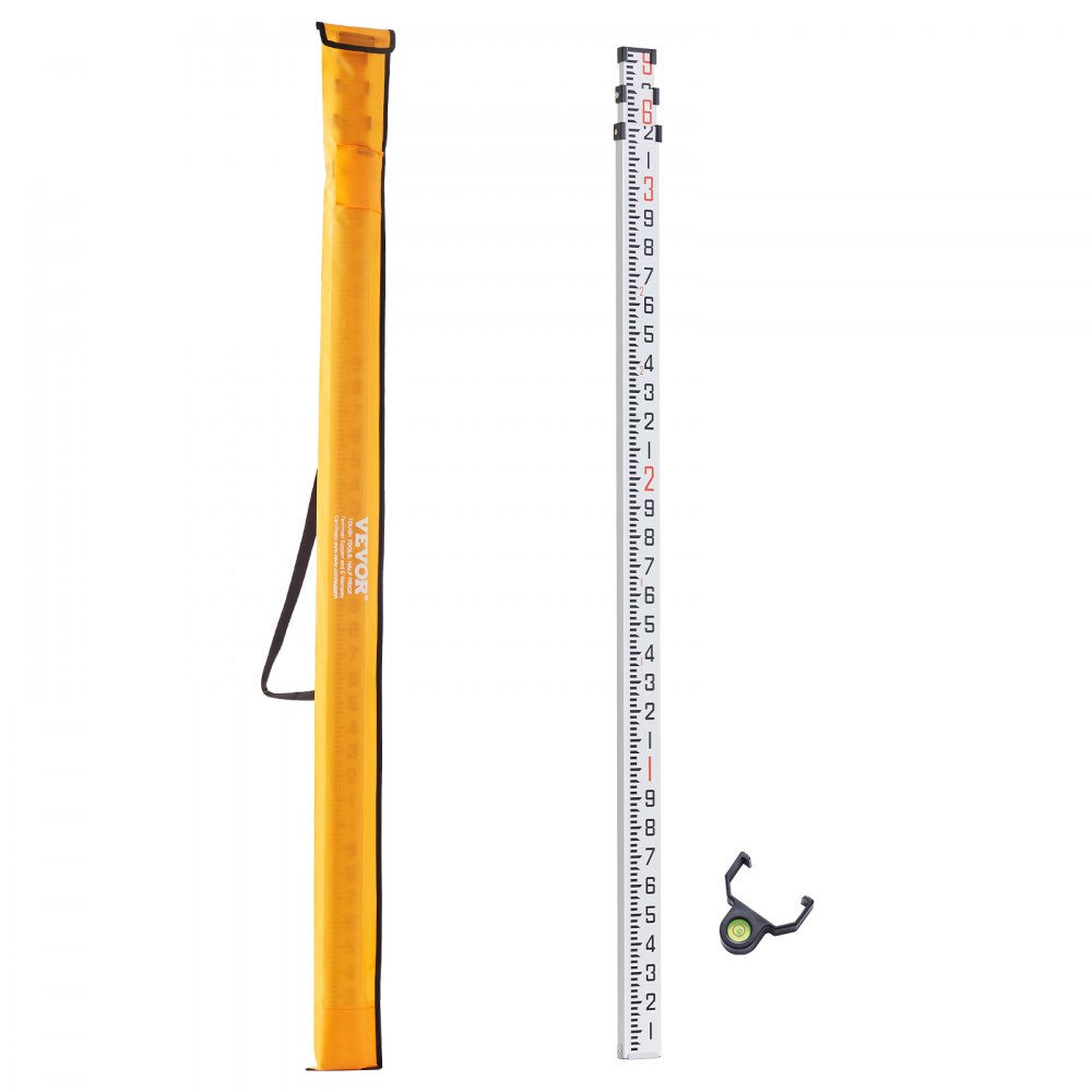 VEVOR aluminum grade rod with orange carrying case and leveler.