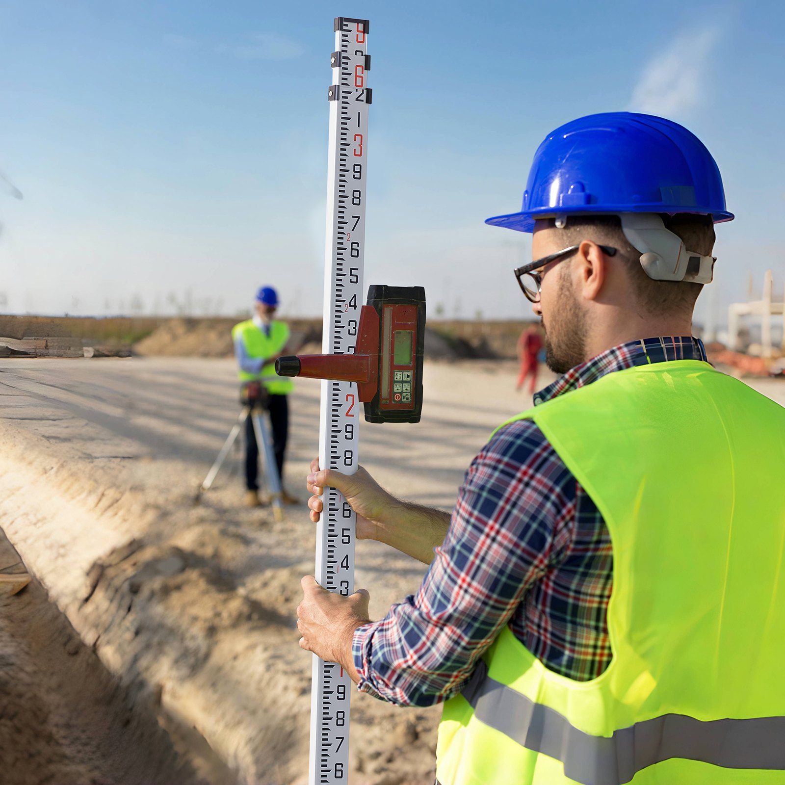 VEVOR Aluminum Grade Rod, 9-Feet/10ths 3 Sections Telescopic Measuring Rod,Double-Sided Scale 1/10ft Leveling Rod Stick,Aluminum Alloy Survey Rod with Bubble Level&Carrying Bag for Houses,Walls,Floors