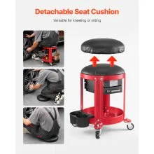VEVOR Rolling Mechanic Stool Garage Seat 300 lbs Load with Wheels & Storage