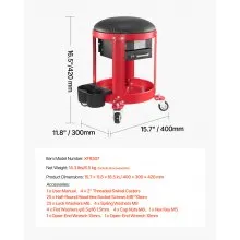 VEVOR Rolling Mechanic Stool Garage Seat 300 lbs Load with Wheels & Storage