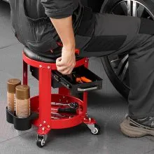 VEVOR Rolling Mechanic Stool Garage Seat 300 lbs Load with Wheels & Storage