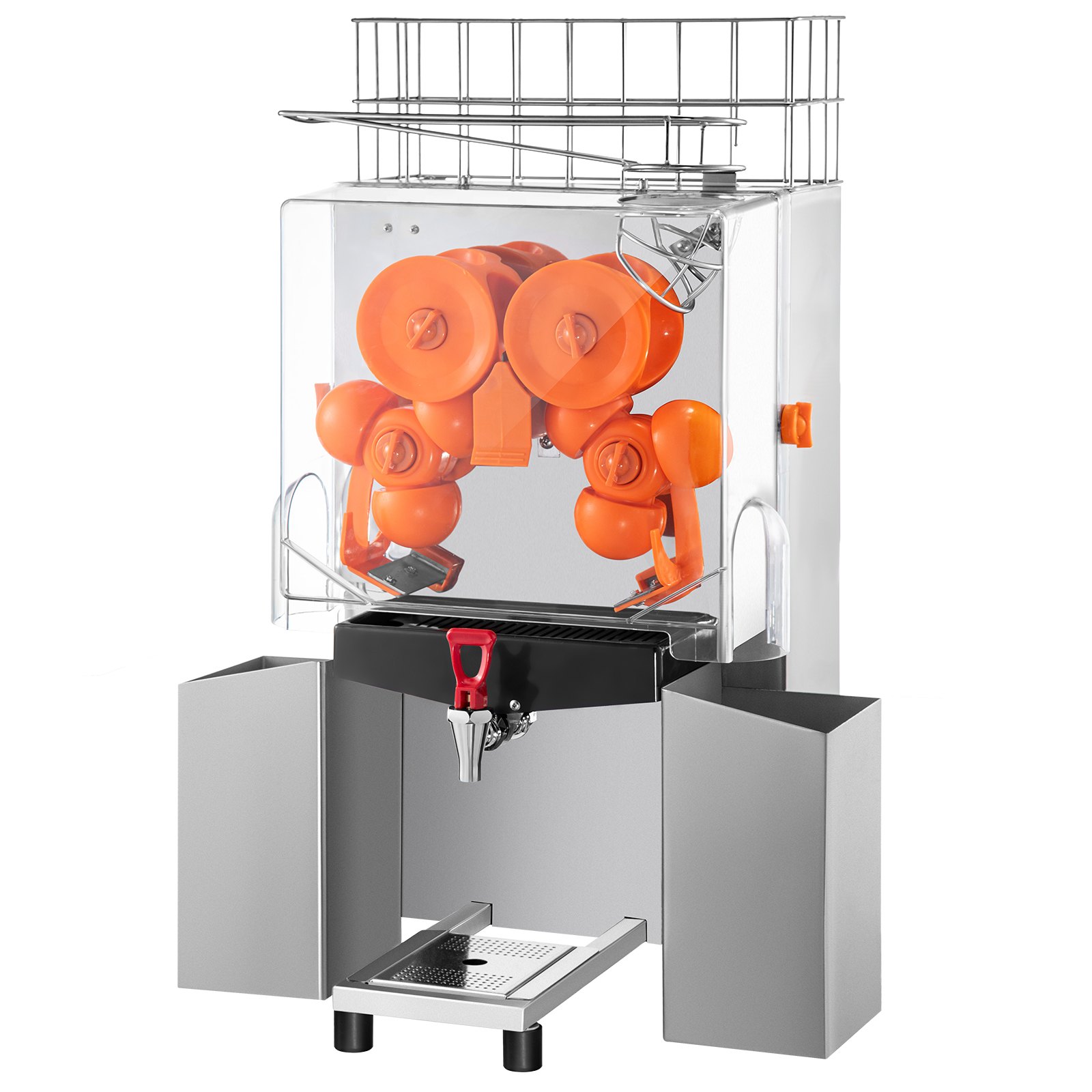 VEVOR Commercial Juicer Machine with Water Tap, 110V Juice Extractor, 120W Orange Squeezer, Orange Juice Machine for 25-35 Per Minute with Pull-Out Filter Box Acrylic Cover and Two Collecting Buckets
