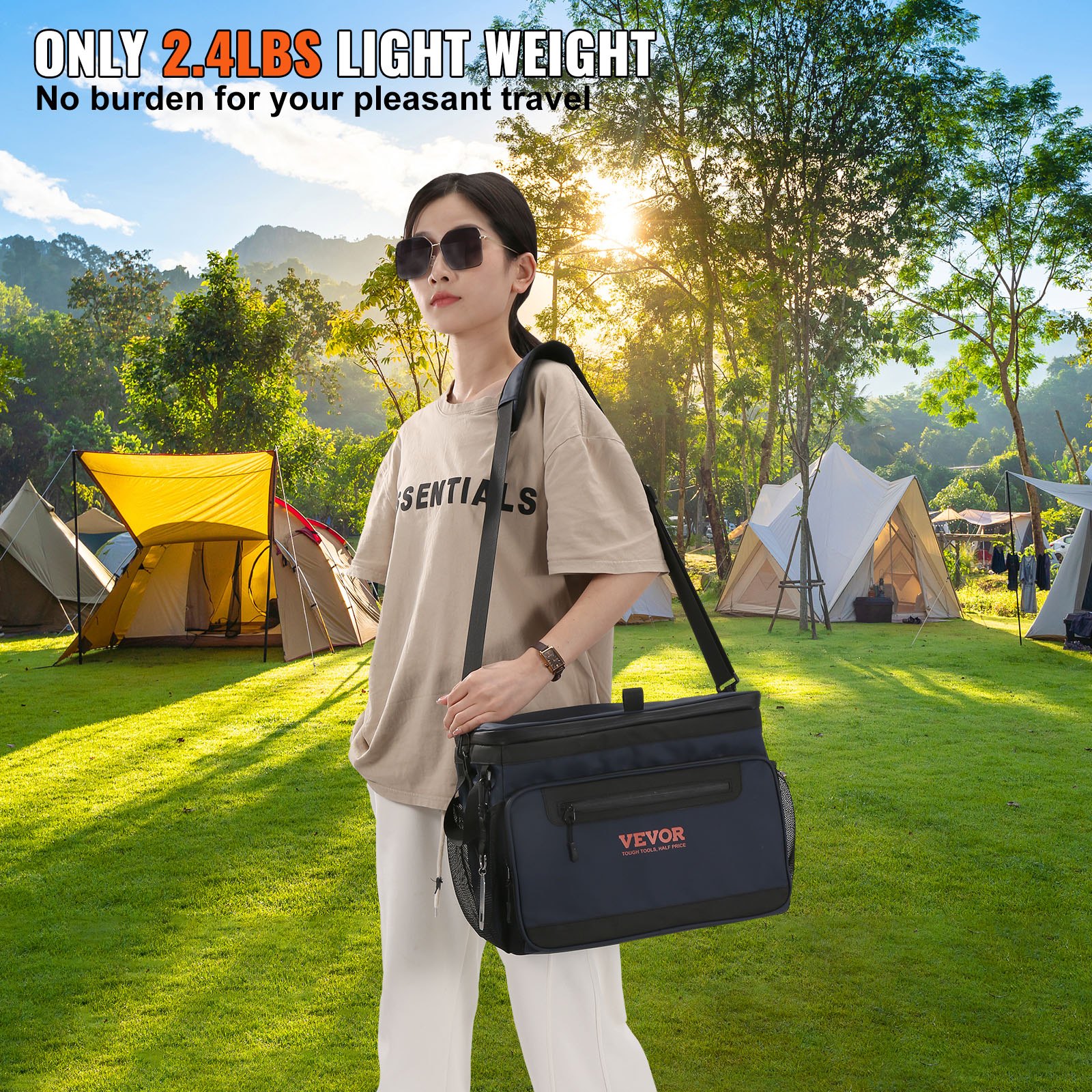 VEVOR Hardbody Cooler Bag, 30 Cans 600D Oxford Fabric Insulated Cooler Bag, Leakproof and Waterproof Hardbody Deep Freeze Cooler with PP Plastic Bucket, Bottle Opener for Beach, Travel