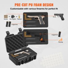 VEVOR Hard Pistol Cases with Pre-cut PU Foam Lockable Pistol Case for 1 Pistol