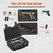 VEVOR Hard Pistol Cases with Pre-cut PU Foam Lockable Pistol Case for 1 Pistol