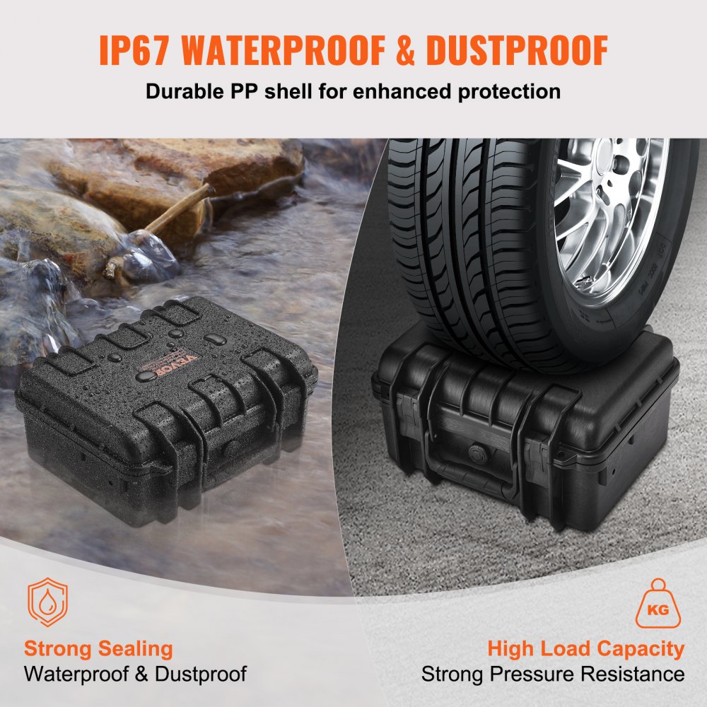Estuches rígidos VEVOR para pistolas con espuma de poliuretano precortada, resistentes al agua y al polvo, para 2 pistolas, 36,5 x 29,5 x 19,4 cm, con cerradura, color negro