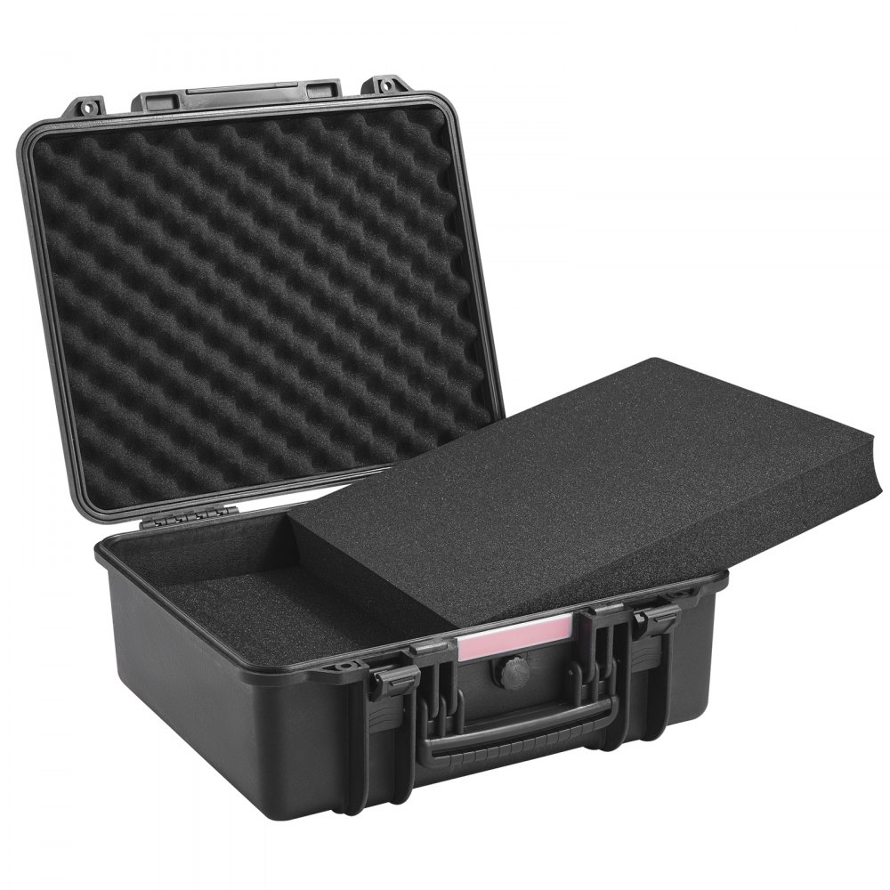 VEVOR Hard Pistol Cases with Pre-cut PU Foam, Waterproof & Dustproof Hard Gun Case for 6 Pistol, 19.3×17.1×8.3 in Lockable Pistol Case, Black
