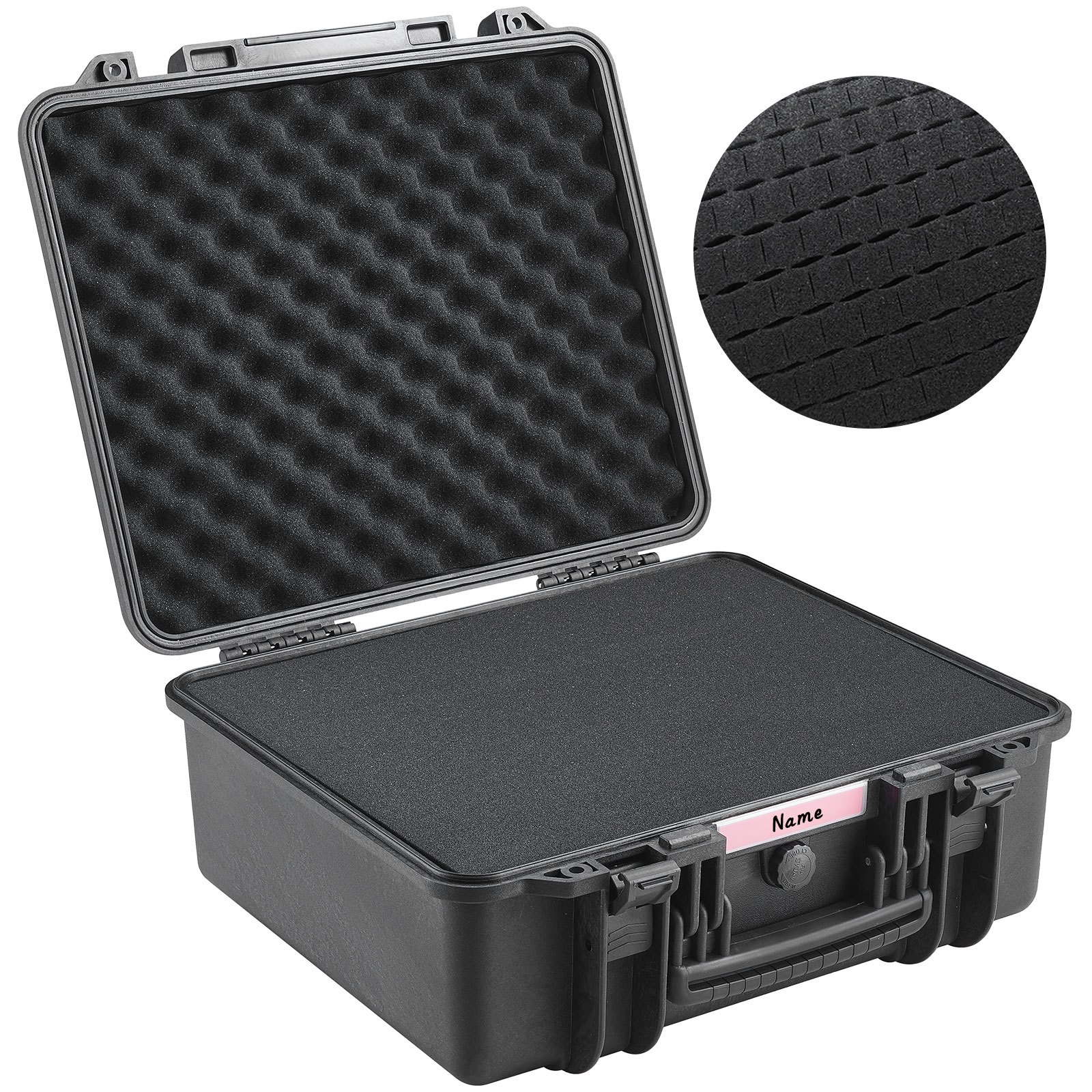 VEVOR Hard Pistol Cases with Pre-cut PU Foam, Waterproof & Dustproof Hard Gun Case for 6 Pistol, 19.3×17.1×8.3 in Lockable Pistol Case, Black