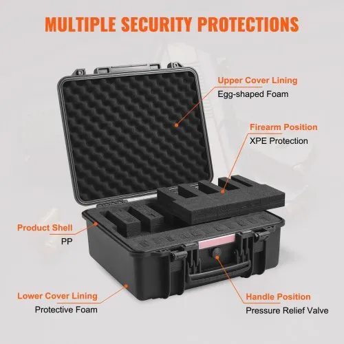 VEVOR Hard Pistol Cases With Pre-cut PU Foam Waterproof And Dustproof Hard Gun Case For 1 Pistol 12 59 9 01 4 4 In Lockable Pistol Case Black - View #8