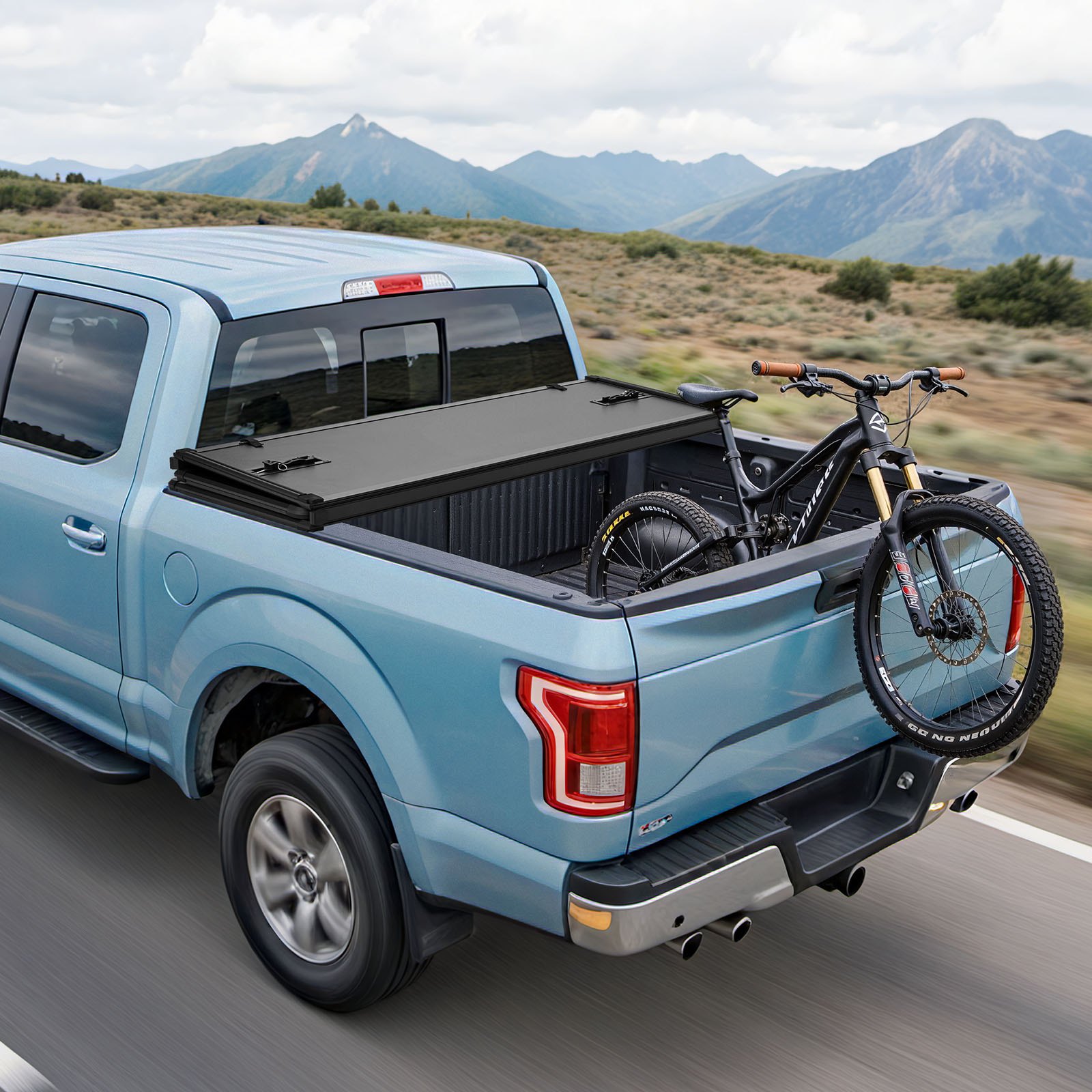 VEVOR Hard Tri-Fold Truck Bed Tonneau Cover, Compatible with 2016-2025 Toyota Tacoma with OE Track System (Not Fit Roll Bar) 5 ft (60.5 in) Bed, Waterproof Fiberglass Hard Folding Truck Tonneau Cover