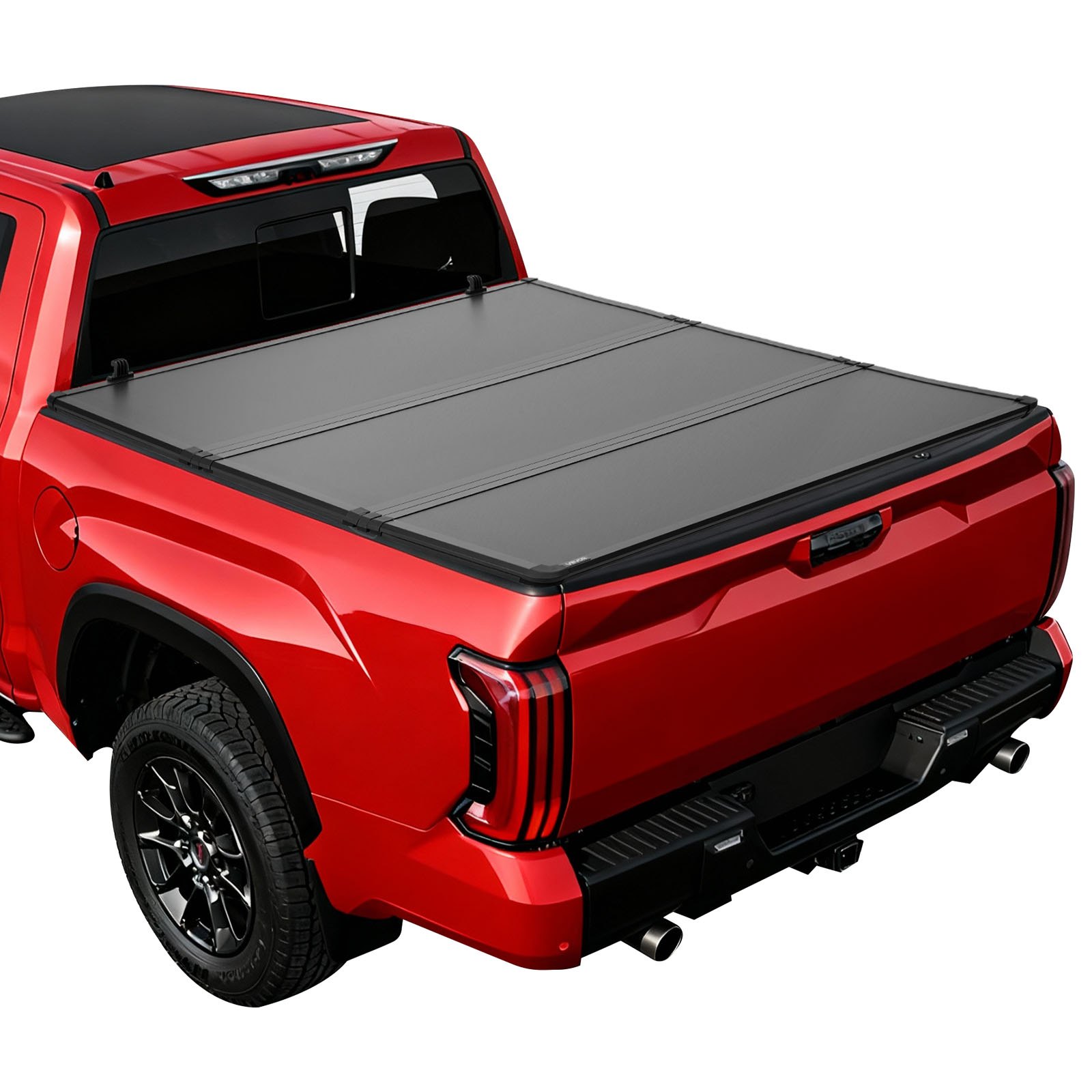 VEVOR Hard Tri-Fold Truck Bed Tonneau Cover, Compatible with 2022-2025 Toyota Tundra with OE Track System 169.4 cm Bed, Waterproof Fiberglass Folding Truck Tonneau Cover, Aluminum Alloy Support Bar