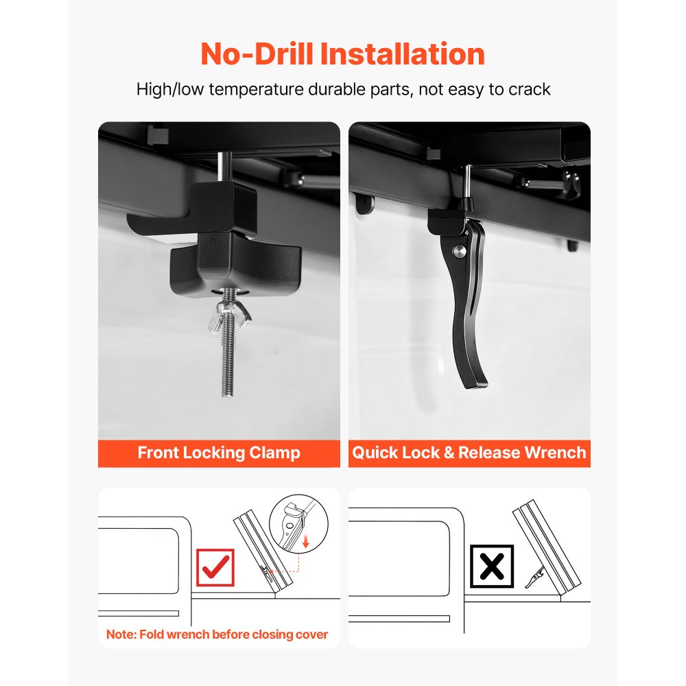 VEVOR Hard Tri-Fold Truck Bed Tonneau Cover, Compatible with 2007-2025 Chevy Silverado/GMC Sierra 1500 176 cm Short Box (No CarbonPro Bed), Heavy-Duty Waterproof Fiberglass Folding Truck Tonneau Cover