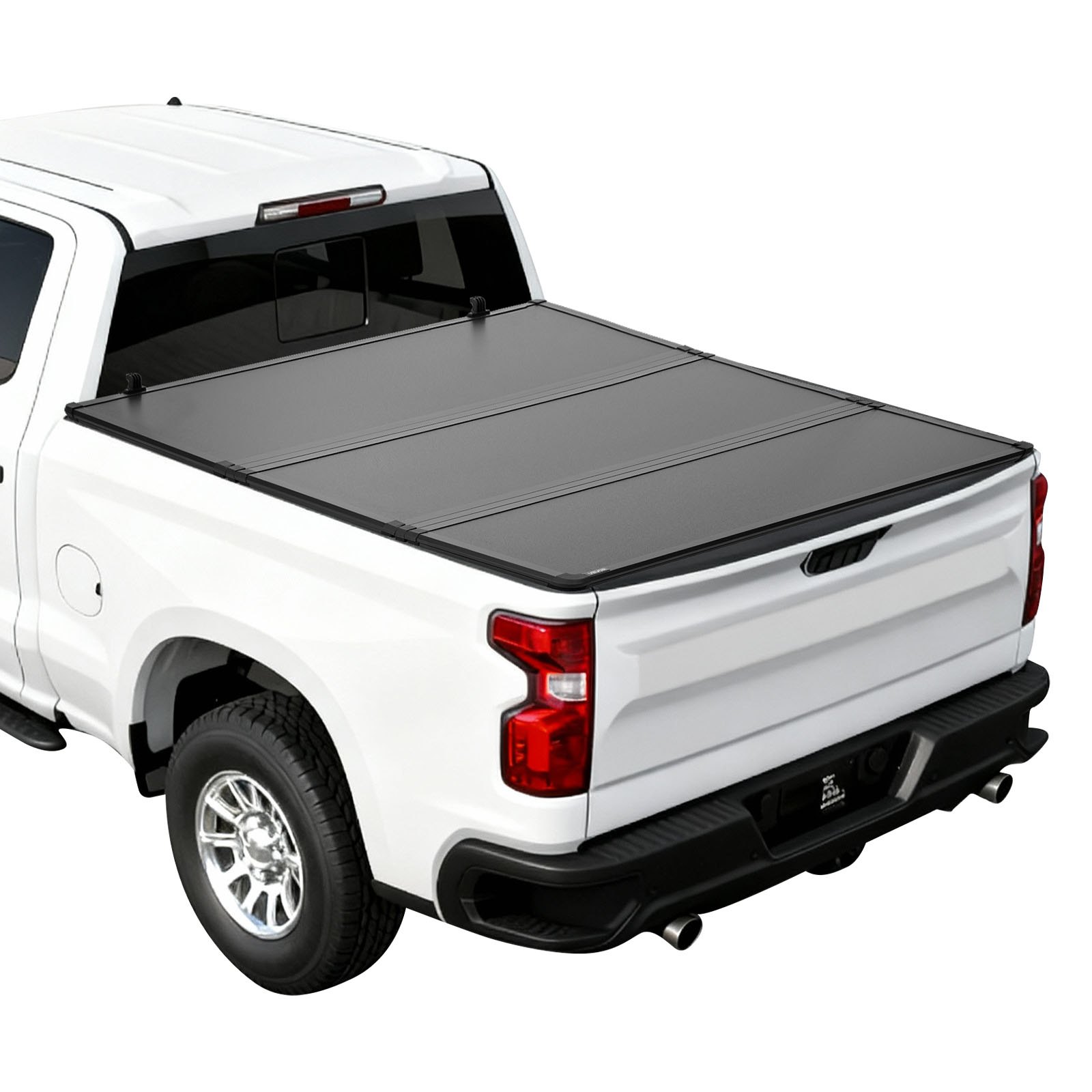 VEVOR Hard Tri-Fold Truck Bed Tonneau Cover, Compatible with 2007-2025 Chevy Silverado/GMC Sierra 1500 176 cm Short Box (No CarbonPro Bed), Heavy-Duty Waterproof Fiberglass Folding Truck Tonneau Cover