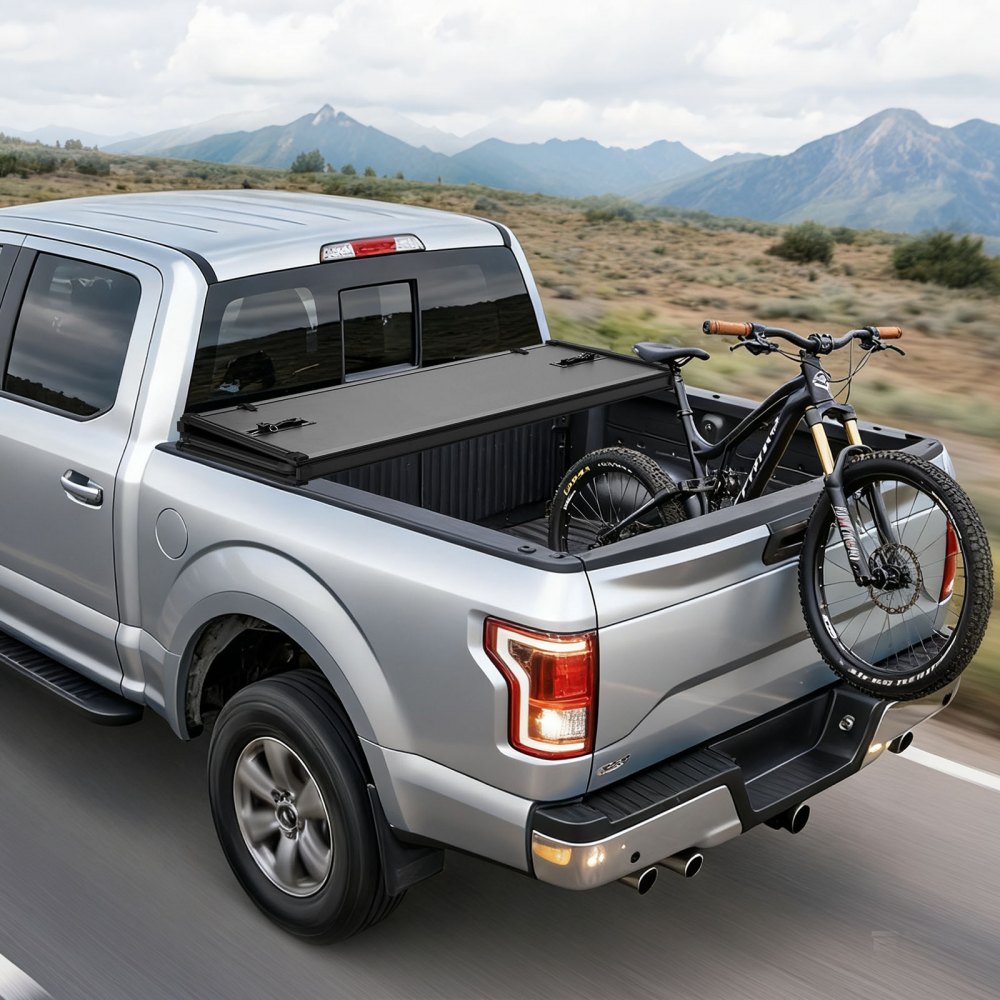 VEVOR Hard Tri-Fold Truck Bed Tonneau Cover, Compatible with 2019-2024 Dodge Ram 1500 (Incl. Classic & New) 193.8 cm Bed Without Rambox (Not Fit Split Tailgate), Waterproof Folding Truck Tonneau Cover