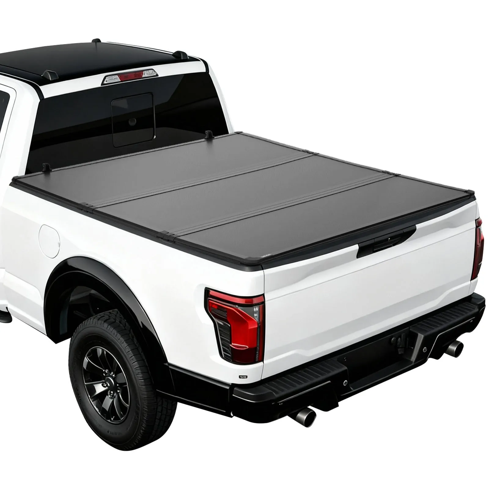 VEVOR Hard Tri-Fold Truck Bed Tonneau Cover, Compatible with 2015-2025 Ford F150 6.5 ft (78.9 in) Standard Bed, Waterproof Fiberglass Hard Folding Truck Tonneau Cover with Aluminum Alloy Support Bar