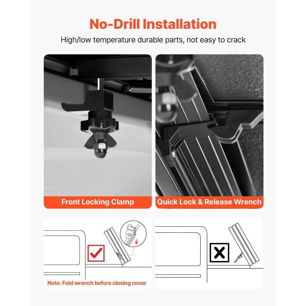 VEVOR Hard Tri-Fold Truck Bed Tonneau Cover, Compatible with 2021-2025 Ford F-150 (Incl. Raptor/Lightning) 170.4 cm Bed, Waterproof Low-Profile Folding Tonneau Cover with Aluminum Alloy Support Bar