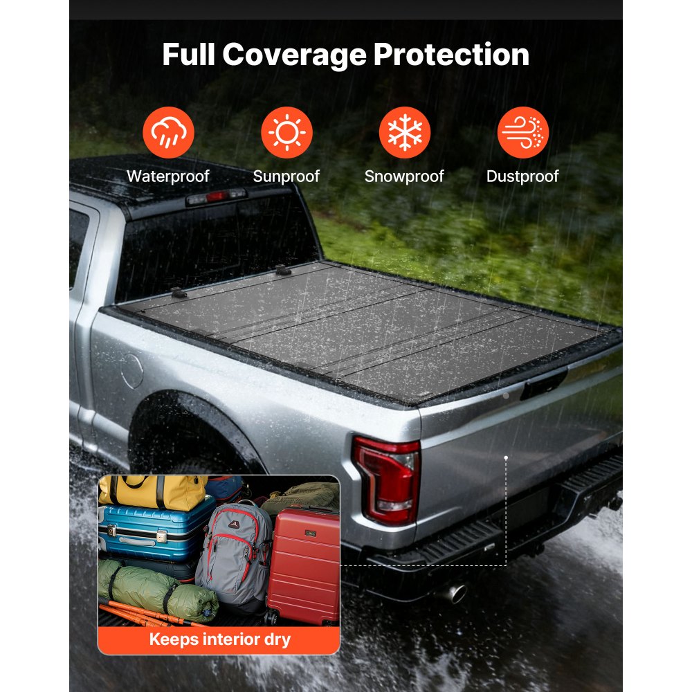 VEVOR Hard Tri-Fold Truck Bed Tonneau Cover, Compatible with 2019-2025 Dodge Ram 1500 5.6 ft (67.4 in) Bed, Waterproof Low-Profile Hard Folding Truck Tonneau Cover with Aluminum Alloy Support Bar