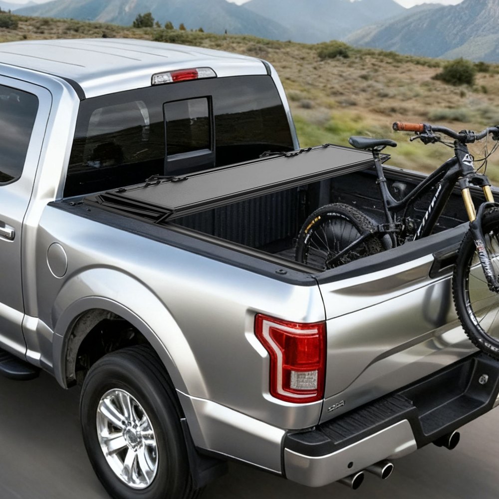 VEVOR Hard Tri-Fold Truck Bed Tonneau Cover, Compatible with 2019-2025 Dodge Ram 1500 5.6 ft (67.4 in) Bed, Waterproof Low-Profile Hard Folding Truck Tonneau Cover with Aluminum Alloy Support Bar