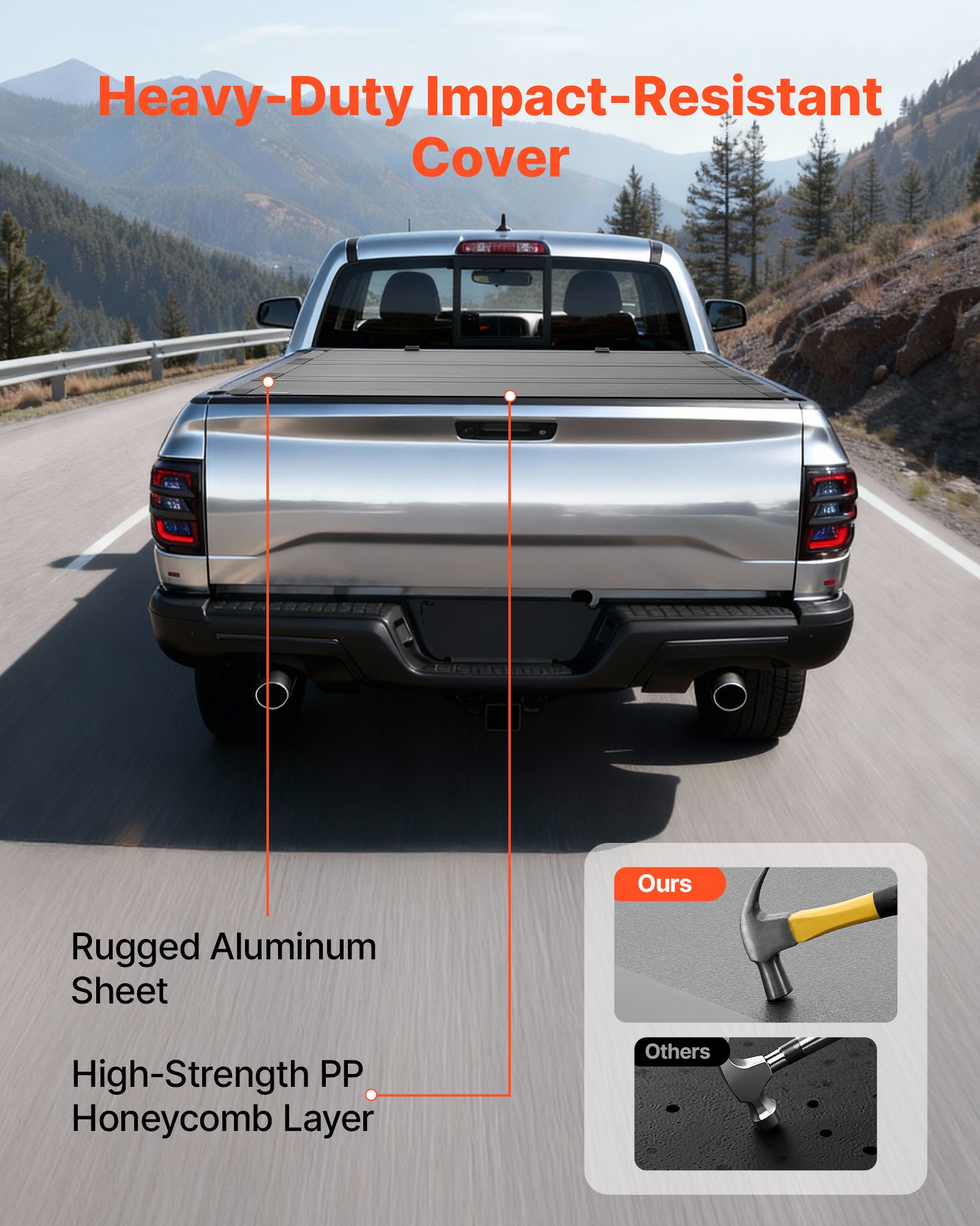 VEVOR Hard Tri-Fold Truck Bed Tonneau Cover, Compatible with 2019-2025 Dodge Ram 1500 5.6 ft (67.4 in) Bed, Waterproof Low-Profile Hard Folding Truck Tonneau Cover with Aluminum Alloy Support Bar