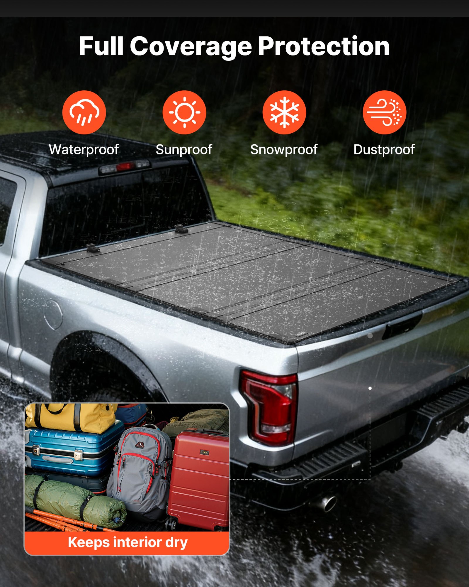 VEVOR Hard Tri-Fold Truck Bed Tonneau Cover, Compatible with 2019-2025 Dodge Ram 1500 5.6 ft (67.4 in) Bed, Waterproof Low-Profile Hard Folding Truck Tonneau Cover with Aluminum Alloy Support Bar