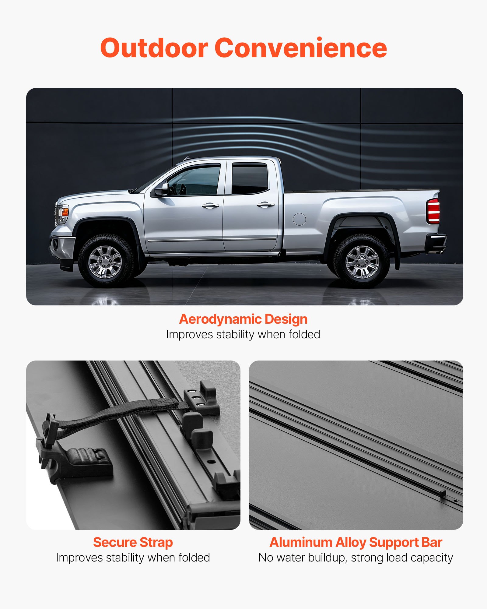 VEVOR Hard Tri-Fold Truck Bed Tonneau Cover, Compatible with 2019-2025 Dodge Ram 1500 5.6 ft (67.4 in) Bed, Waterproof Low-Profile Hard Folding Truck Tonneau Cover with Aluminum Alloy Support Bar