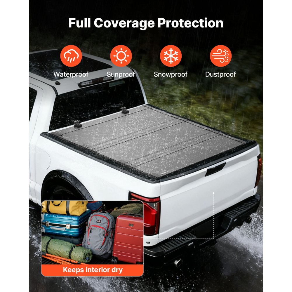 VEVOR Hard Tri-Fold Truck Bed Tonneau Cover, Compatible with 2019-2025 Chevy/GMC Silverado/Sierra 1500 5.8 ft (70 in) Bed with MultiPro/Flex Tailgate (Not Fit CarbonPro), Waterproof Low-Profile Cover