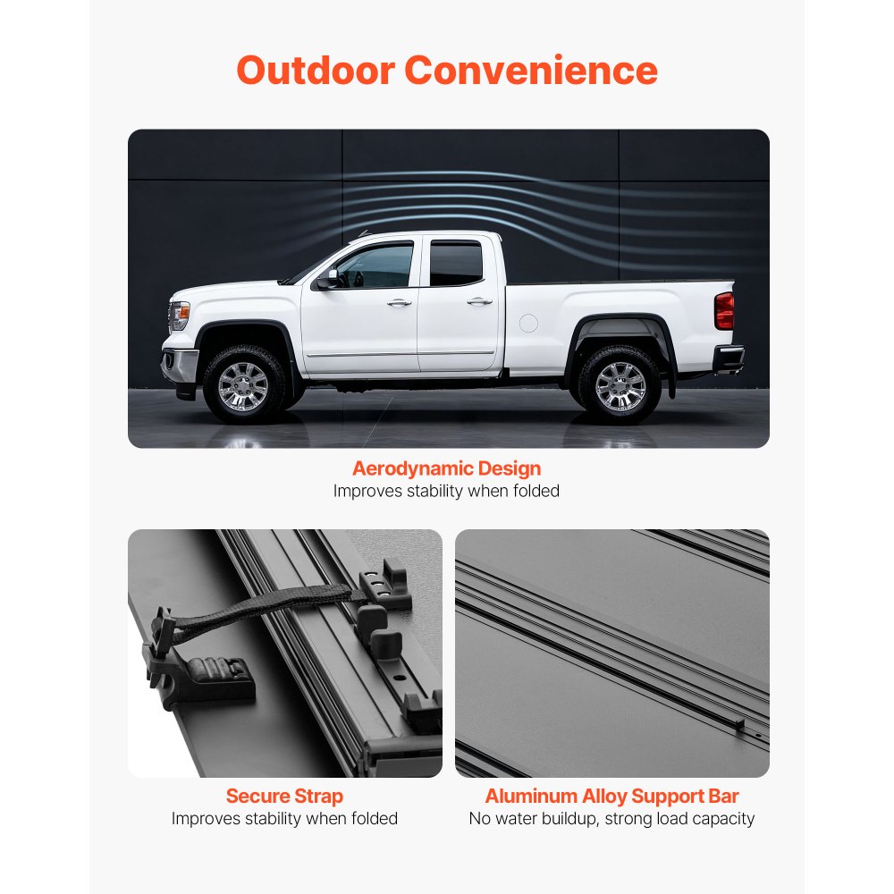 VEVOR Hard Tri-Fold Truck Bed Tonneau Cover, Compatible with 2019-2025 Chevy/GMC Silverado/Sierra 1500 5.8 ft (70 in) Bed with MultiPro/Flex Tailgate (Not Fit CarbonPro), Waterproof Low-Profile Cover