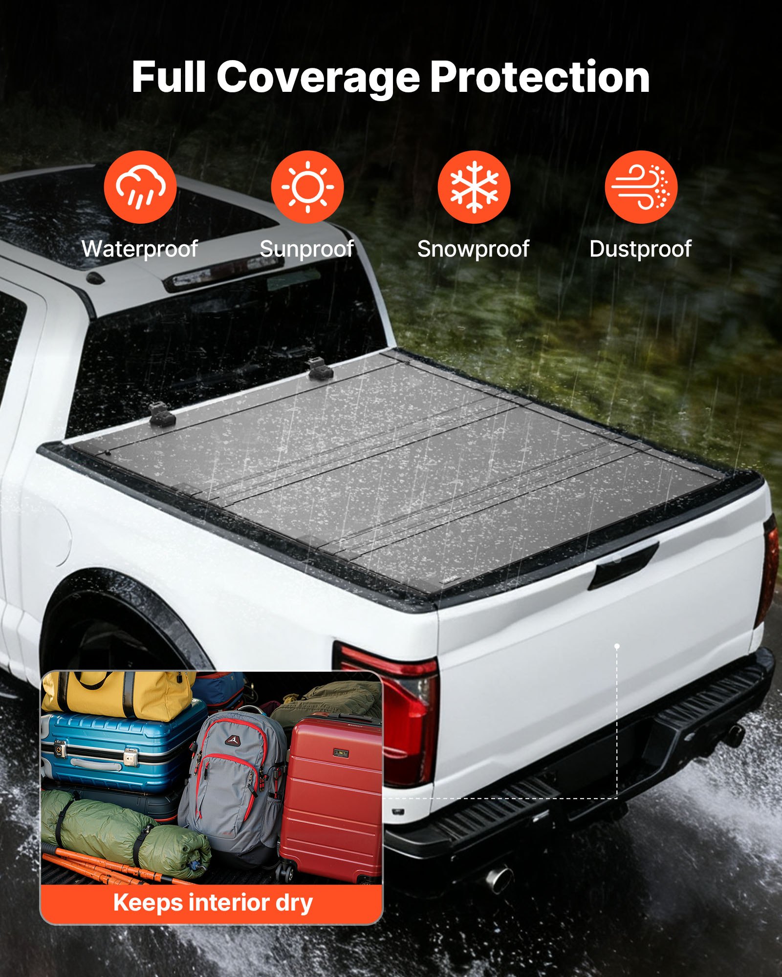 VEVOR Hard Tri-Fold Truck Bed Tonneau Cover, Compatible with 2019-2025 Chevy/GMC Silverado/Sierra 1500 177.8 cm Bed with MultiPro/Flex Tailgate (Not Fit CarbonPro), Waterproof Low-Profile Truck Cover
