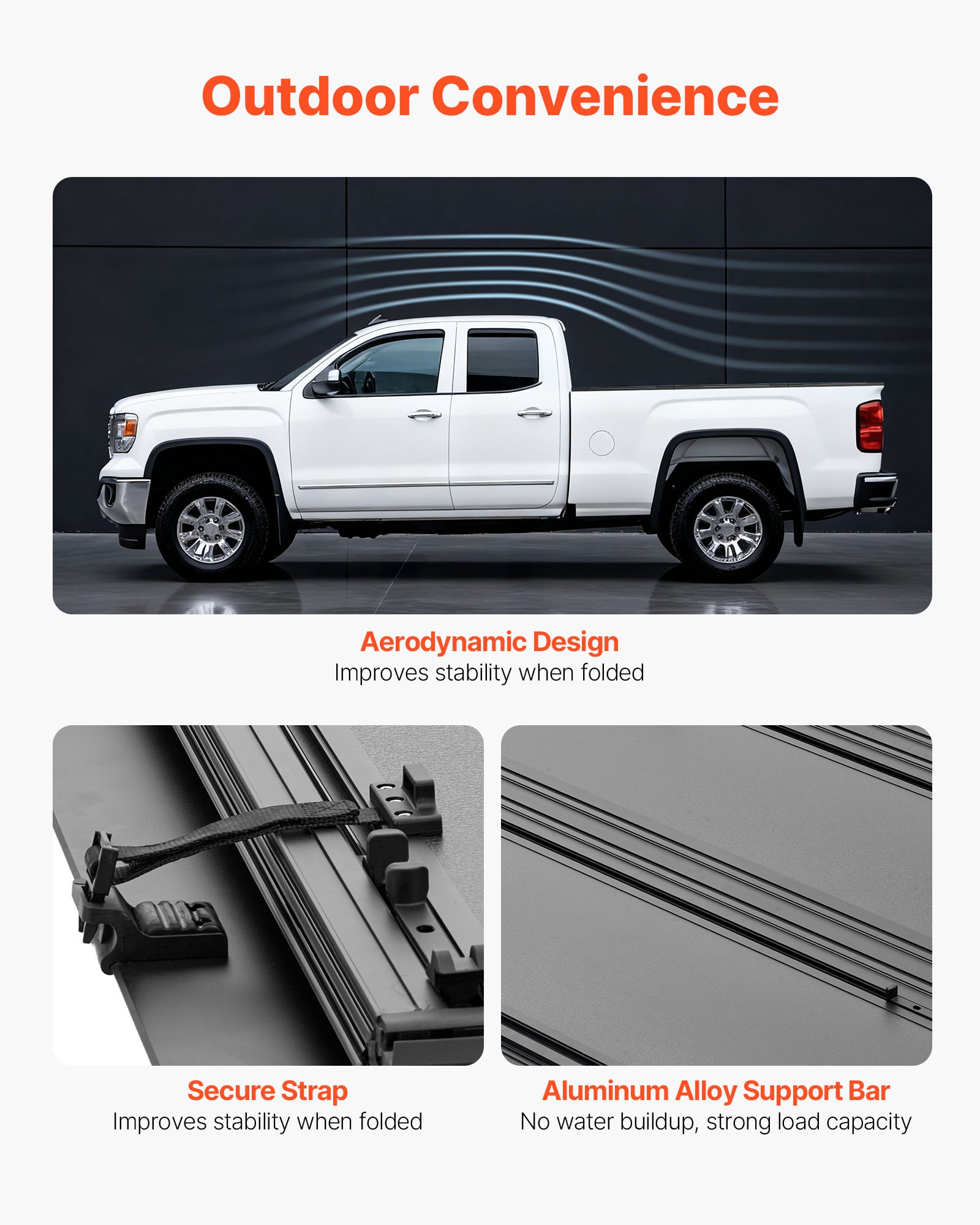 VEVOR Hard Tri-Fold Truck Bed Tonneau Cover, Compatible with 2019-2025 Chevy/GMC Silverado/Sierra 1500 177.8 cm Bed with MultiPro/Flex Tailgate (Not Fit CarbonPro), Waterproof Low-Profile Truck Cover