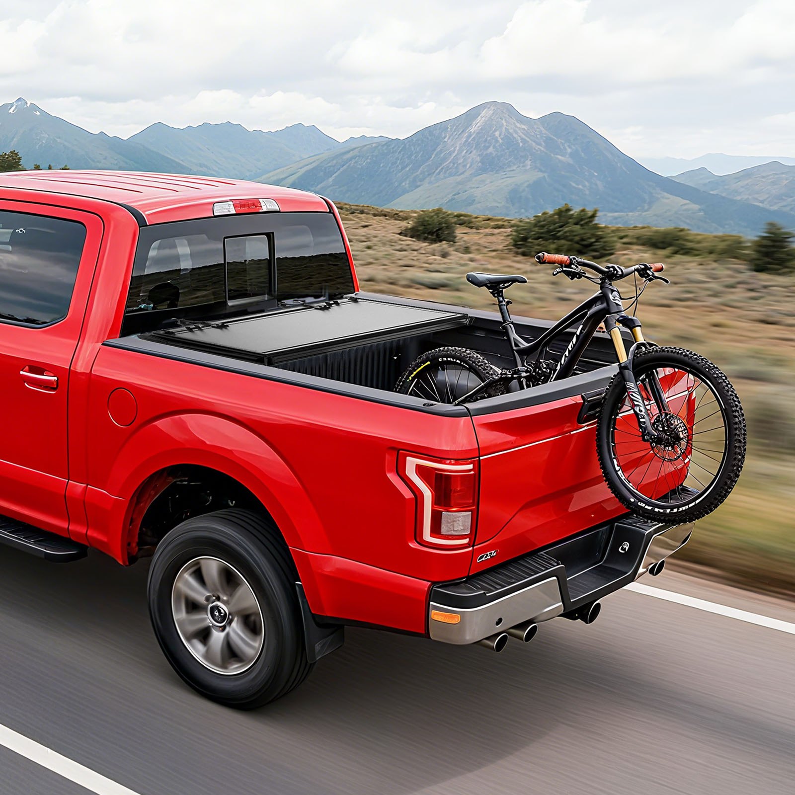 VEVOR Hard Tri-Fold Truck Bed Tonneau Cover, Compatible with 2022-2025 Ford Maverick 138.2 cm Bed, Heavy-Duty Waterproof Low-Profile Hard Folding Truck Tonneau Cover with Aluminum Alloy Support Bar