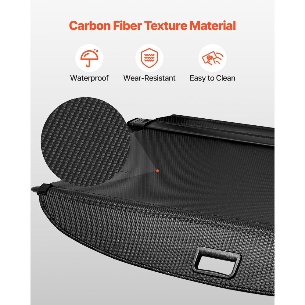 VEVOR Retractable Cargo Cover, Carbon Fiber Texture Trunk Cover, Anti-Peeping Luggage Privacy Shield, Seamless Fixation Shade, Extended Version for GMC Terrain & Chevrolet Equinox 2018-2024 5-Seater