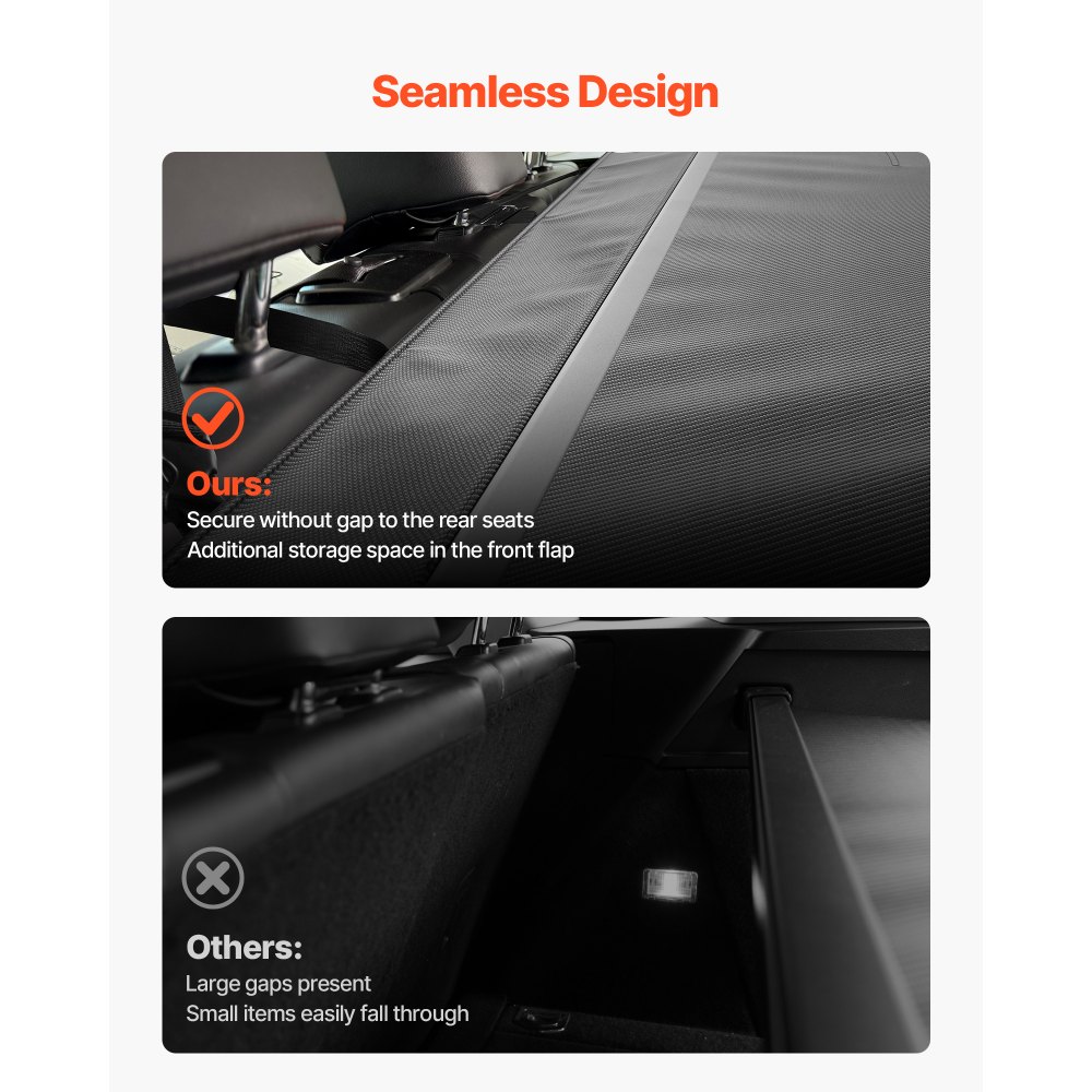 VEVOR Retractable Cargo Cover, Carbon Fiber Texture Trunk Cover, Anti-Peeping Luggage Privacy Shield, Seamless Fixation Shade, Extended Version for GMC Terrain & Chevrolet Equinox 2018-2024 5-Seater