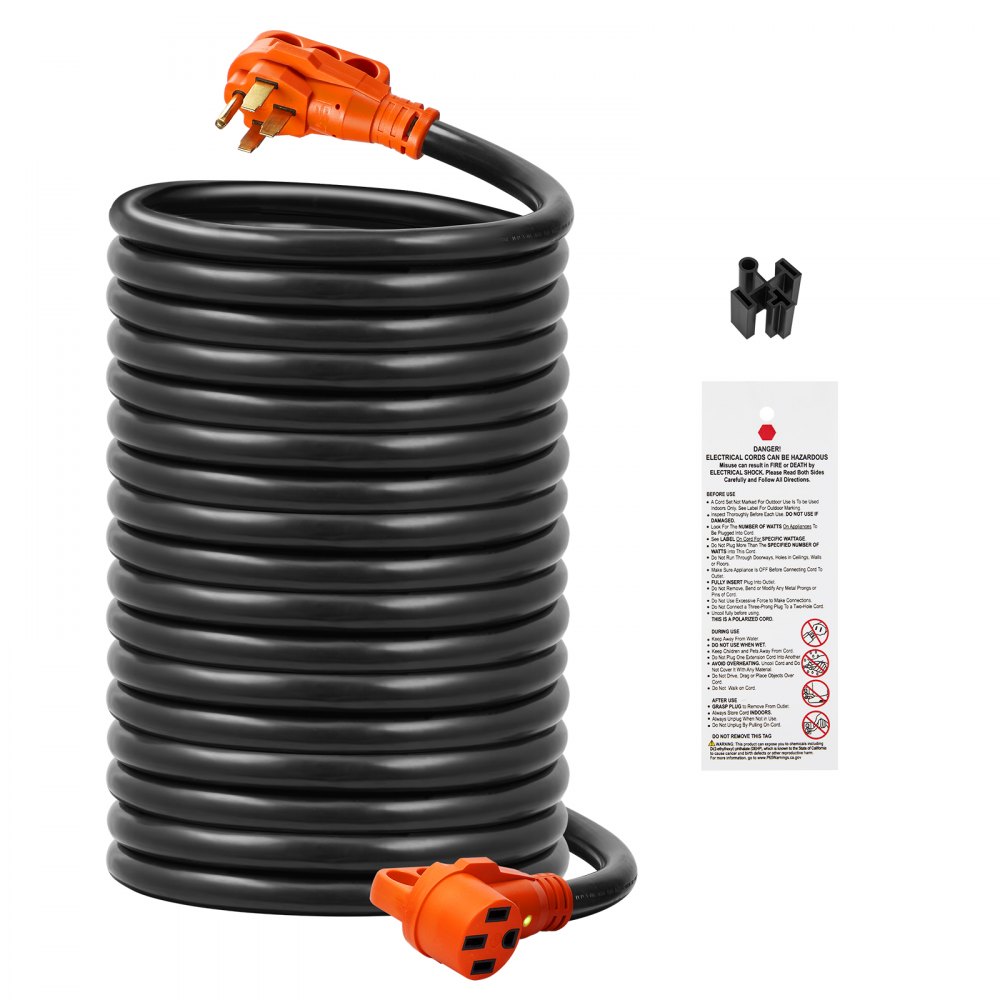 VEVOR Cable de extensión RV de 50 pies Cable de alimentación 50 Amp NEMA 14-50R/NEMA 14-50P Listado ETL