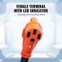 VEVOR 25 ft RV Extension Cord, 50 Amp, Heavy Duty STW RV Power Cord, NEMA 14-50R Female NEMA 14-50P Male Plug, with LED Indicator Handle 15A Adapter, for RVs, trams, generators, campers, ETL Listed