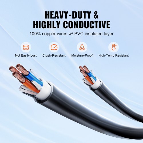 VEVOR 25ft RV Extension Cord Power Cord 30Amp NEMA TT-30R/NEMA TT-30P ETL Listed