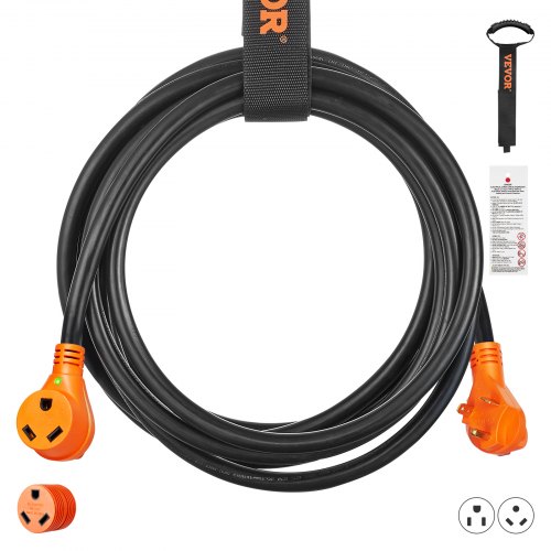VEVOR 25ft RV Extension Cord Power Cord 30Amp NEMA TT-30R/NEMA TT-30P ETL Listed