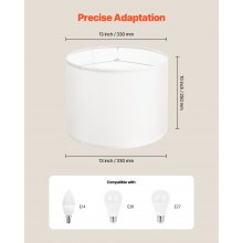 Drum Lamp Shade 2 Set 13 x 13 x 10 inches Medium Round Lampshade (Off-white)