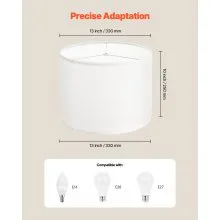 Drum Lamp Shade 2 Set 13 x 13 x 10 inches Medium Round Lampshade (Off-white)