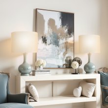 Drum Lamp Shade 2 Set 13 x 13 x 10 inches Medium Round Lampshade (Off-white)