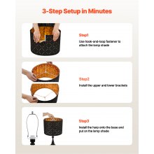 Drum Lamp Shade 2 Set 13 x 13 x 10 in Medium Round Lampshade with Harp (Black)