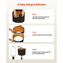 Drum Lamp Shade 2 Set 13 x 13 x 10 in Medium Round Lampshade with Harp (Black)