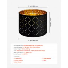 Drum Lamp Shade 2 Set 13 x 13 x 10 in Medium Round Lampshade with Harp (Black)